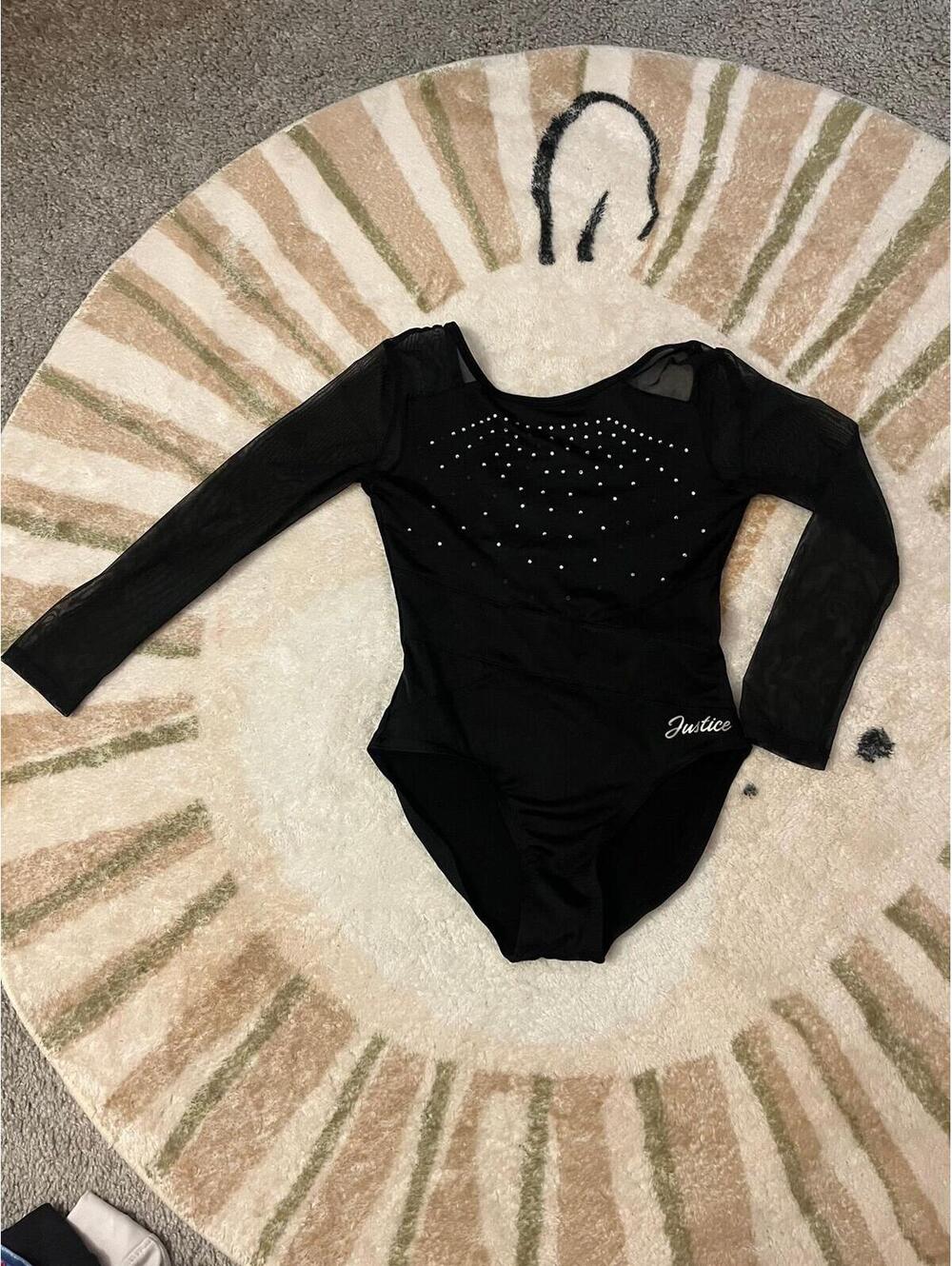 Justice Girls XS 5/6 Black Dance Gymnastics Leotard
